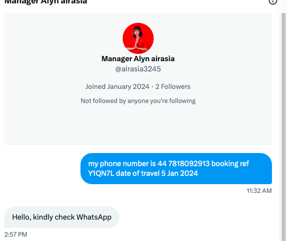 suewilsonz's tweet photo. @airasia_indo is this you - I have been telephoned to arrange refund and after 3 .5 hours on the phone and asked to download apps I have had my account debited and worried this is a scam https://t.co/ldzWr41llK