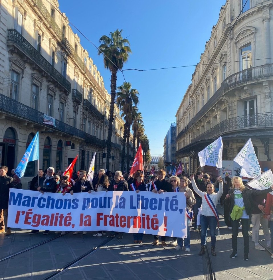 <a href="/GEcologie3M/">Génération Écologie Montpellier Métropole</a> Présents à #Montpellier pour défendre nos valeurs de Liberté d'Egalité de Fraternité et nous opposer à une loi indigne #LoiImmigration