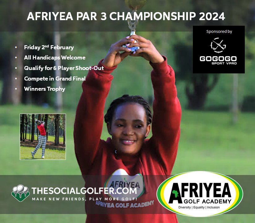 PAR 3 CHAMPIONSHIP 2024 
Sponsored by @GogogoSport 🇬🇧& @TSGers
Date 2nd February 2024
All Handicaps Welcome 
Qualify for 6-player shoot-out 
Competition in the Grand Final
Winner Trophy 
Venue: Toro Club- Fort Portal 
Golf Academy: @AfriyeaGolf