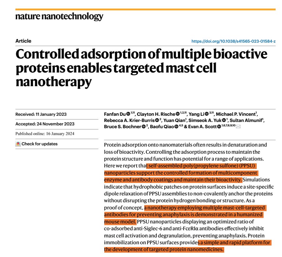 Ankur Singh (@dr_asingh) on Twitter photo Terrific work from <a href="/ProfScottBME/">Evan Scott</a> and team, published in <a href="/NatureNano/">Nature Nanotechnology</a> on allergen-selective #immunotherapy without triggering anaphylaxis in a humanized mouse model. nature.com/articles/s4156… Terrific work from <a href="/ProfScottBME/">Evan Scott</a> and team, published in <a href="/NatureNano/">Nature Nanotechnology</a> on allergen-selective #immunotherapy without triggering anaphylaxis in a humanized mouse model. nature.com/articles/s4156…