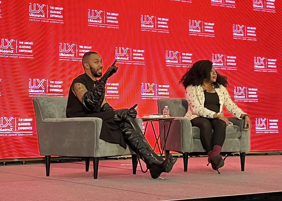 ALALibrary's tweet image. Author of “All Boys Aren’t Blue,” @IamGMJohnson, discussed their work, book bans, and more this afternoon on the LLX Studio stage at #LibLearnX24