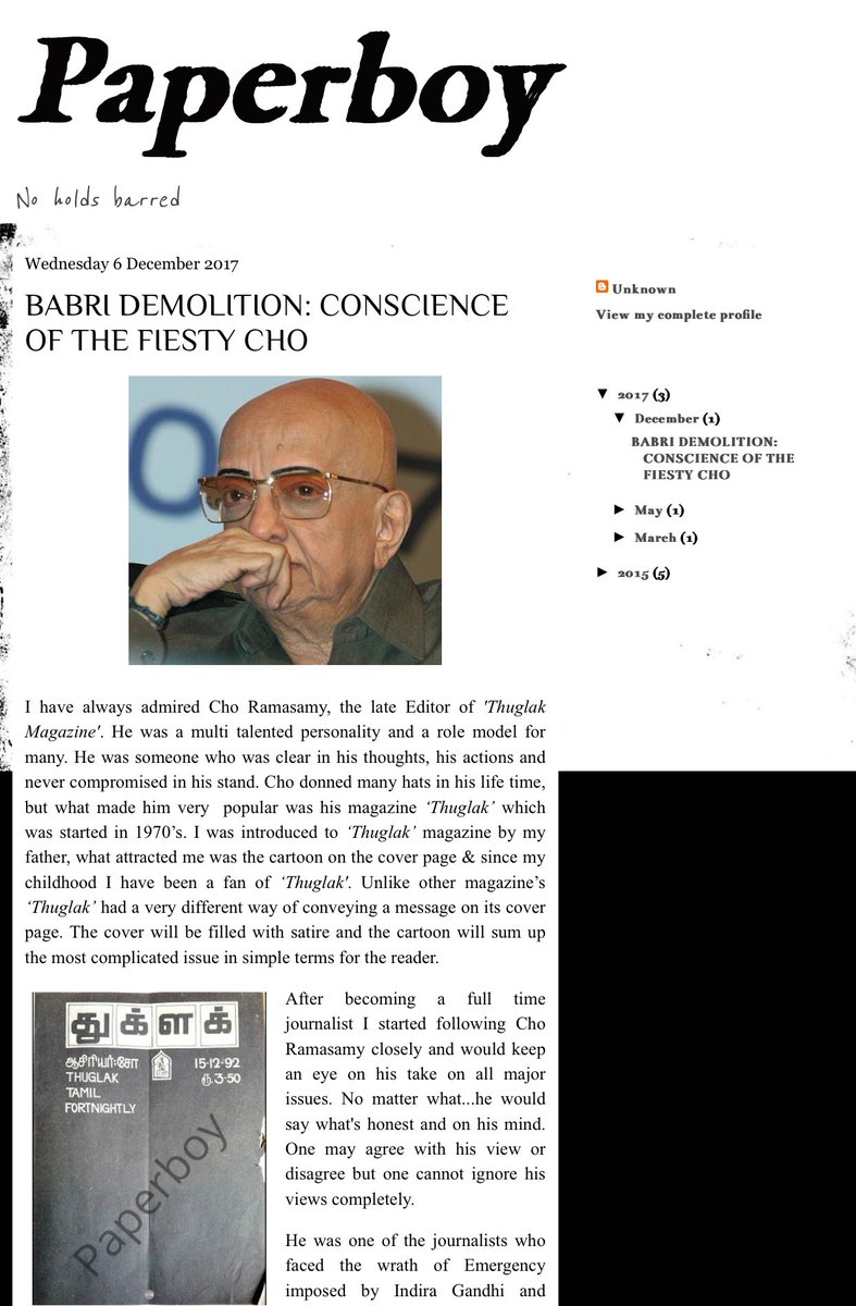 DhivCM's tweet photo. #AyodhyaRamMandir  This was Thuglak cover page in the edition that came out after week after the demolition of Babri Masjid, 1992. 

In the editorial Cho had termed the demolition of Babri Masjid as an ‘Atrocity in Ayodhya’. “As a practicing Hindu, I too hang my head in shame for this act by Hindu fanatics" 

BJP, RSS, VHP, Bajrang Dal and other Sangh Parivar affiliates have demolished a Mosque. A most barbarous act has been completed in the name of Kar Seva. 

https://t.co/peWfPc0CQa