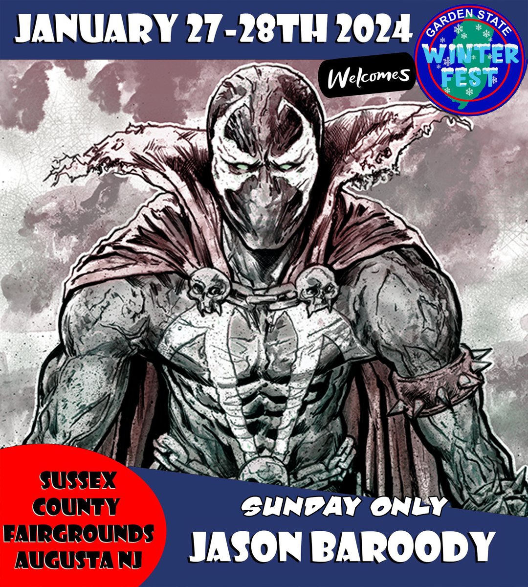 GARDEN STATE WINTERFEST ! 
I’ll be there SUNDAY ONLY the 28th. 
Experience the excitement on January 27-28, 2024,at the Sussex Fairgrounds in Augusta, NJ!
If you want a pre-show commission , just PM me. Slots are filling up.
gardenstatecomicfest.com
facebook.com/events/7488279…