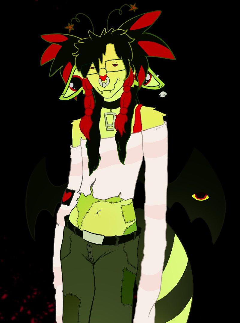 SwampZom's tweet photo. Hello! I haven't been posting for a *whilee*.. Sorry about that lol. I'm going to try to get back to posting as much as I can! 
Here's a piece I did of my OC, Lullaby! 
#digitalart #originalcharacters #grunge #goth #plush https://t.co/3eeeCnggY2