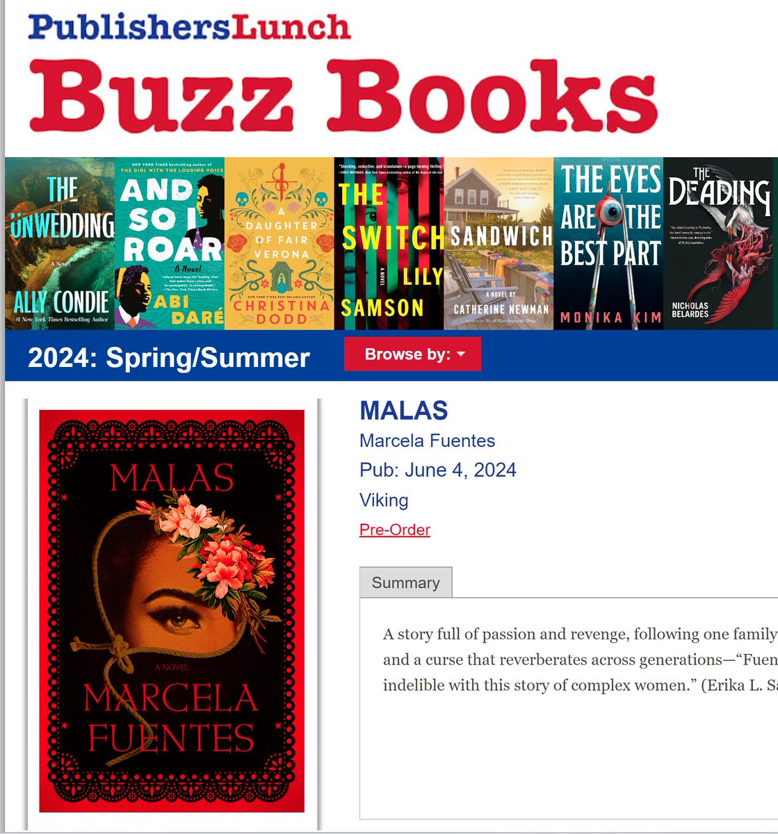 Malas is on the Publisher's Lunch Great Reads Spring/Summer Buzz Books list! buzz.publishersmarketplace.com/book/malas