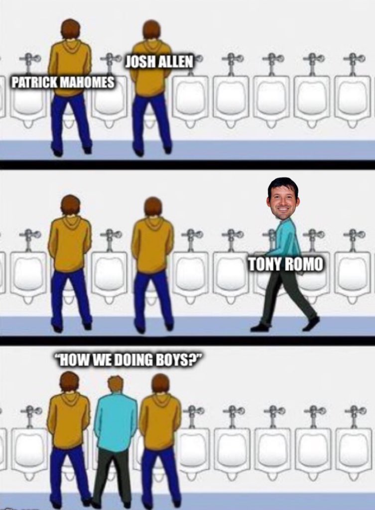 Tony Romo seeing Josh Allen and Patrick Mahomes before today’s game.