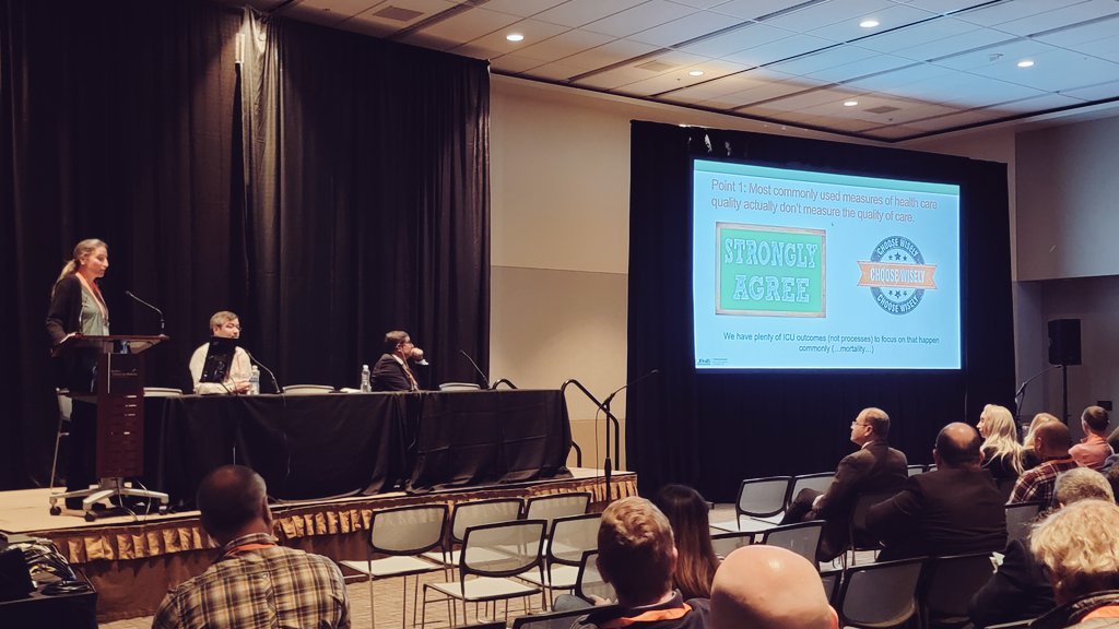 Pro/Cons debate on ICU metric or outcomes with @HBGMD & @derek6wheeler What are we measuring and what's the actual goal? Goodhart's law: 'When a measure becomes a target, it ceases to be a good measure.” #SCCM2024