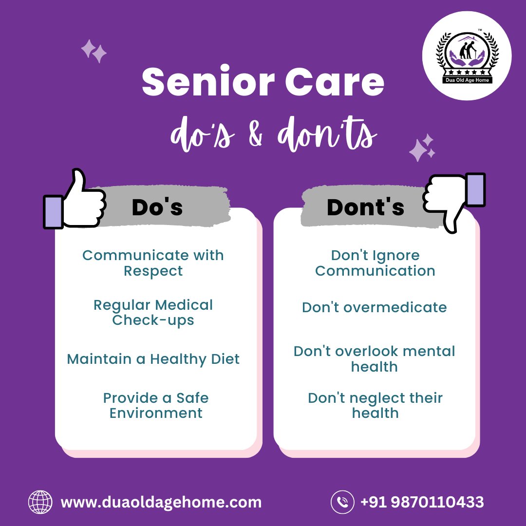 Do's and Dont's for Senior Care.
📷 duaoldagehome.com
📷g.co/kgs/Hc24jH
📷 info@duaoldagehome.com
📷 +91 9870110433
#duaoldagehome #doah #oldagehome #seniorcare #oldaged #oldagepeople #seniorcitizens #caregiver #elderpeople #oldpeople #seniorcare #loveforseniors