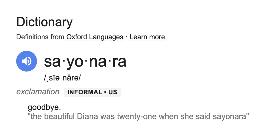 What the fuck is up with that usage example for sayonara on Google