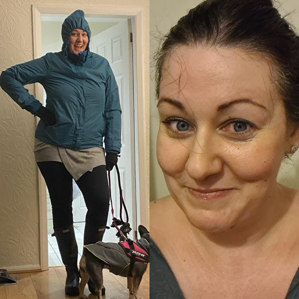 Come rain, snow, wind or shine the dog wants a walk.... heres the before and after...#StormIsha #windandrain #showerwelcome