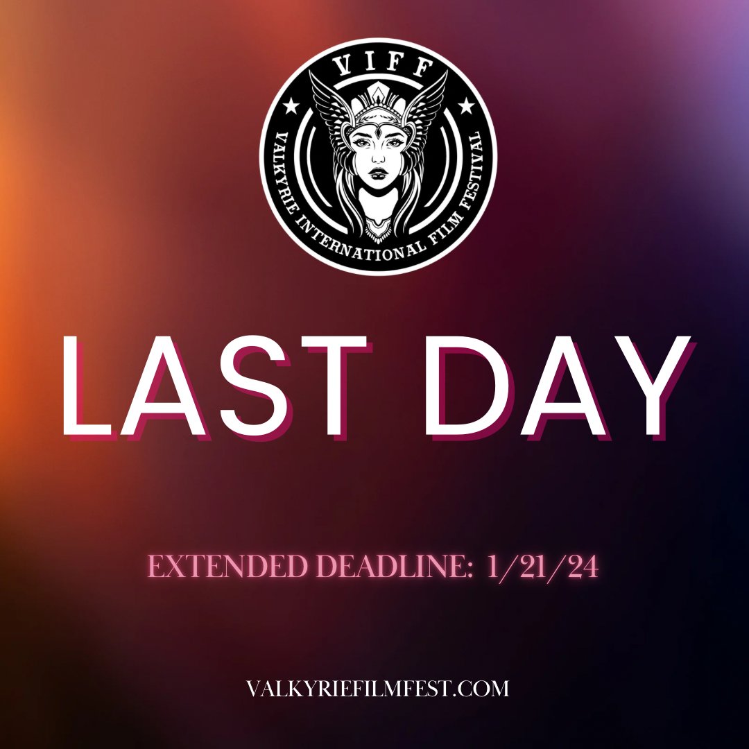 Valkyriefest's tweet image. LAST DAY to submit your #studentfilms #experimentalfilms #documentaries #animation #shorts #features!   

filmfreeway.com/ValkyrieIntern…

#valkyrieinternationalfilmfestival #filmfestival #buffalo #womeninfilm #filmtwitter