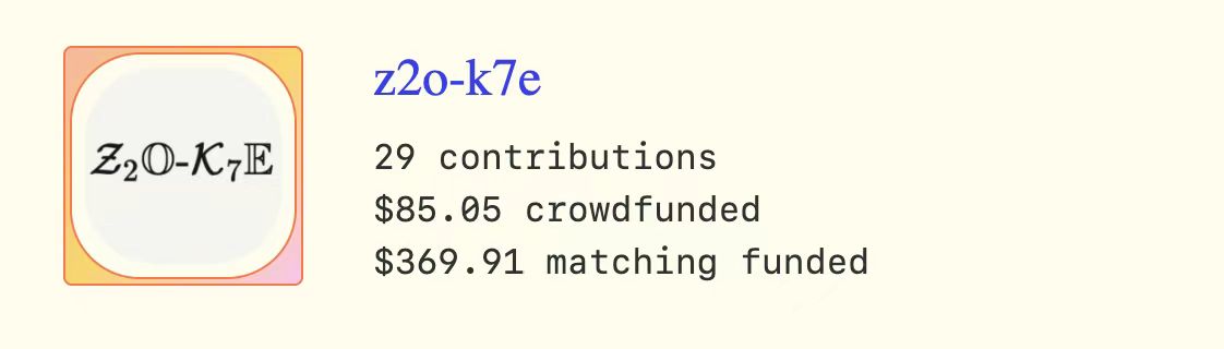 z2ok7e's tweet photo. z2o-k7e recently received a Gitcoin Grant19 donation and received loving support from a total of 29 family members and friends from the community❤️ ~ A total of about 370 + 85 USD matching donations were received! https://t.co/yOwCDmC8wx