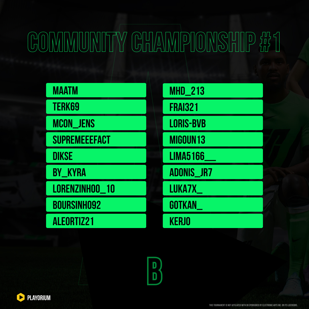 🌟 Meet the 18 contenders in Championship B of the Community Championship #1! Who do you think will qualify for the next round? 🎮🏆

To follow the results and live standings 👉 bit.ly/3HtMcsG

Share your predictions and support your favorites!

#Esports #GamingCommunity