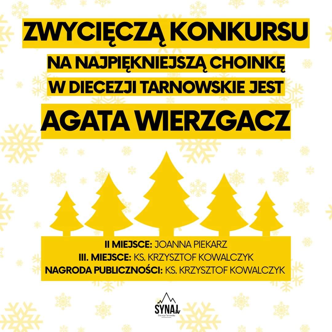 SynajTV's tweet photo. Kochani, czas na ostatnie wyniki!!!🔈

Wyniki: 

III. KATEGORIA - „NAJPIĘKNIEJSZA CHOINKA”🎄

Nagroda Publiczności: choinka zgłoszona przez ks. Krzysztofa Kowalczyka 

[1/2] https://t.co/mfdtWl38sD