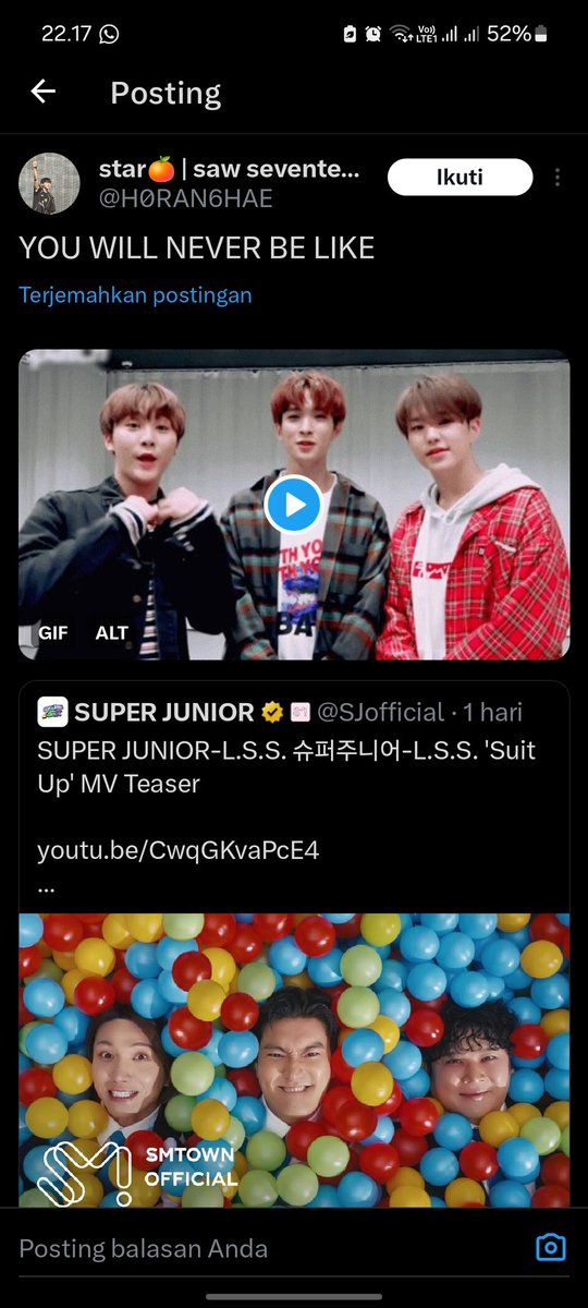 Fafaelfina's tweet photo. Dear carat, ELF gak mau war
Tolong temen satu fandomnya dikasih tau
Banyak yg nyampah dipostingan @SJofficial 
Contohnya mereka
Dan perlu ditekankan sekali lagi LSS TIDAK COPY BSS!
Perlu diingat sub unit pertama kpop itu SUJU KRY dan LSS adalah sub unit kesekian suju
Terimakasih. https://t.co/hoeLhlJUWS