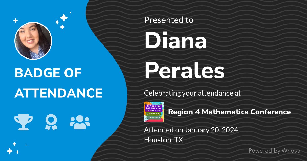 _MrsPerales's tweet photo. 🎉 I had an incredible experience attending Region 4 Mathematics Conference! 🎉 #R4Math - via #Whova event app https://t.co/2Bm2Afm7vq