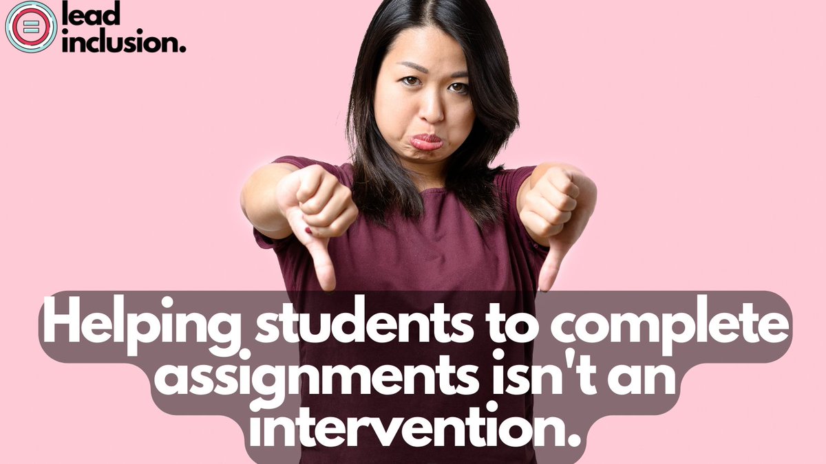 🚧 Helping students to complete assignments isn't an intervention. Intervention is systematically moving a #student to mastery on a critical skill using a research-based practice. #LeadInclusion #EdLeaders #Teachers #UDL #SBLchat #TG2Chat #TeacherTwitter