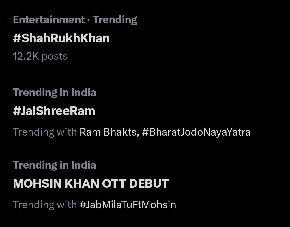 Sonali_momo3's tweet photo. This sight<3

SRK, jai shree ram, n mohsin trending tgther 🥺❤

Such an auspicious time to release the web

MOHSIN KHAN OTT DEBUT 
#JabMilaTuFtMohsin https://t.co/qdrD9JV7og