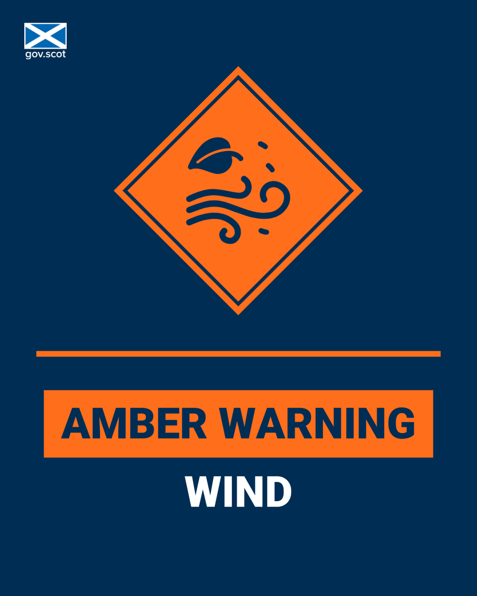 An Amber warning for strong winds will be in place across Scotland from 1800 today to 0600 tomorrow. Conditions are expected to cause disruption in affected areas.
