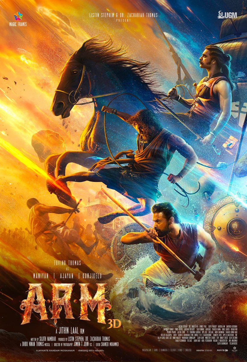 My360CinemaView's tweet photo. #AjayanteRandaamMoshanam First Look

@ttovino

#HBDTovinoThomas
#ARMTripleRole
#TovinoThomas
#EpicAdventure
#CelestialSecret
#ElementalGuardians
#FirstLook
#3DMovie
#CinemaMagic
#HappyBirthdayTovino
#ARMyear2024 #MovieMotionPoster https://t.co/rXvVRe8233