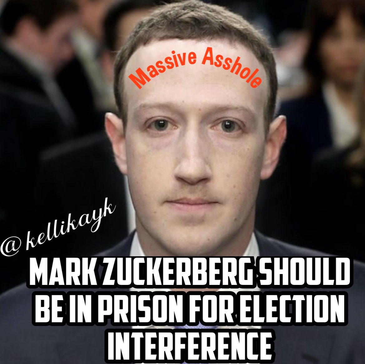 Mark Zuckerberg manipulated Facebook to interfere in the 2020 election. 

Who thinks ZuckerFuck is a massive asshole and should be in prison? 👇
