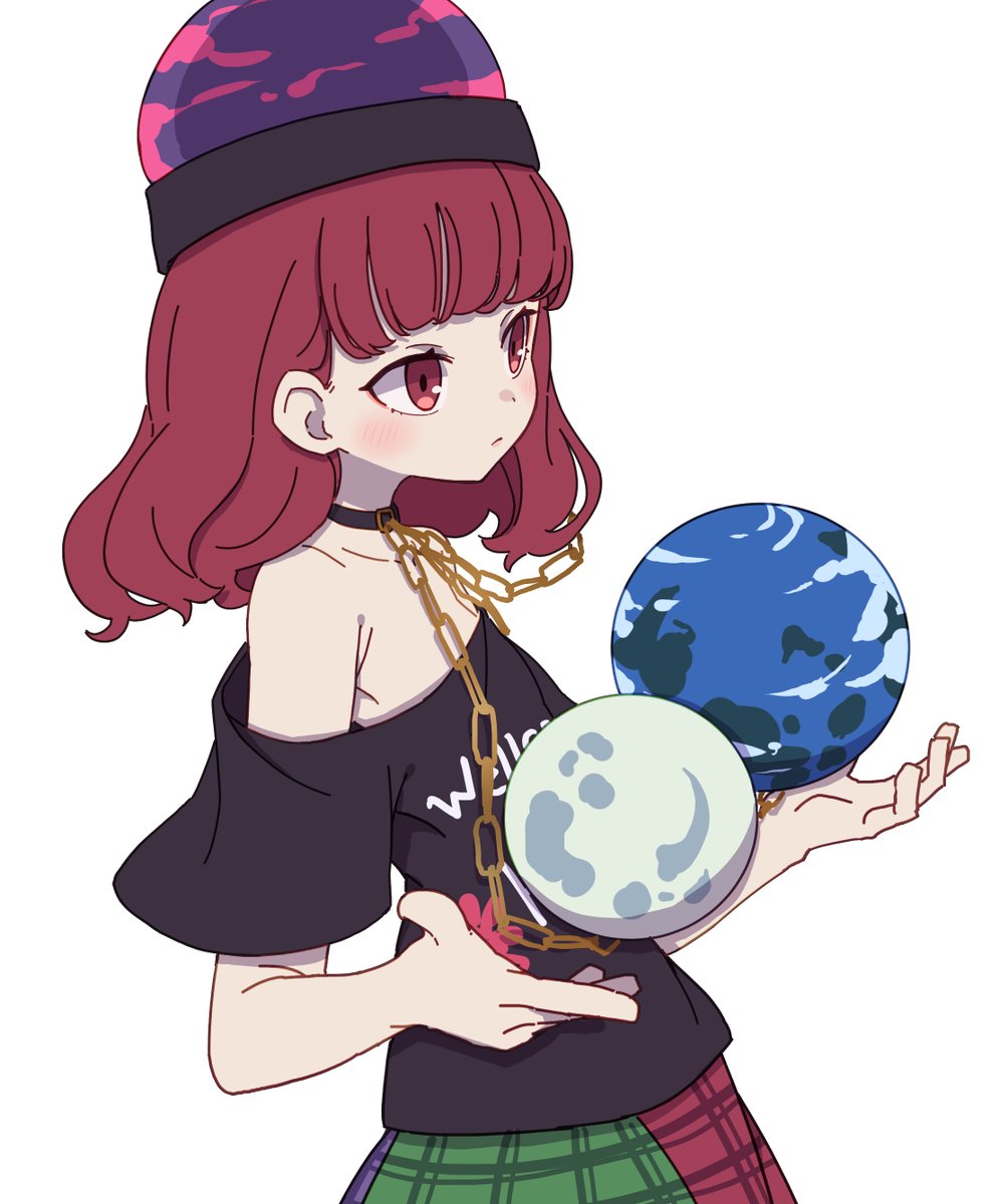 hecatia lapislazuli 1girl solo earth (ornament) skirt shirt polos crown moon (ornament)  illustration images