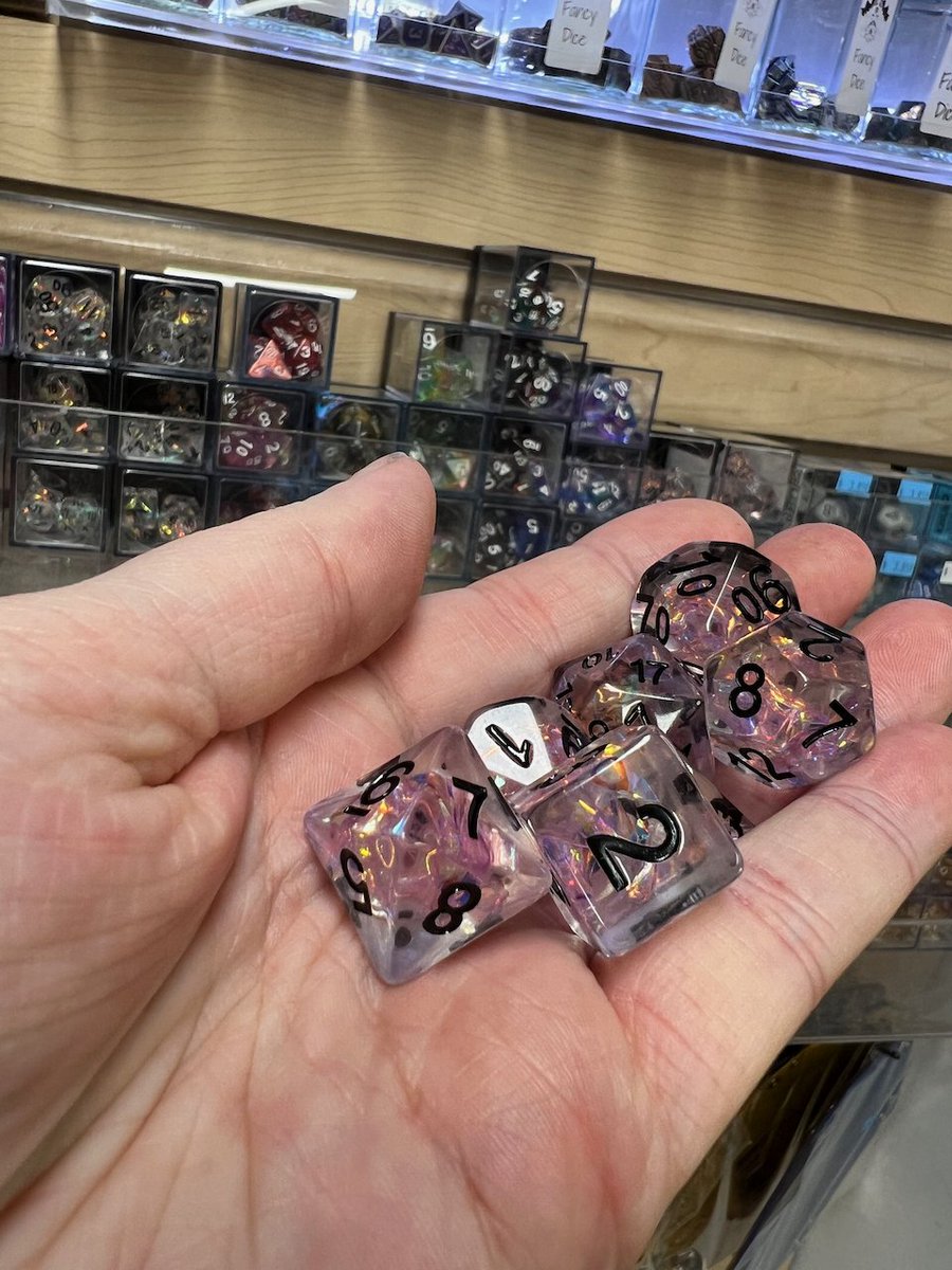 WeekendAnime's tweet photo. Shiny math rocks- OOOOOH. New dice in stock! #dice #shinymathrocks #dicegoblin #itsnothoarding #flgs https://t.co/baK6Ofv06e