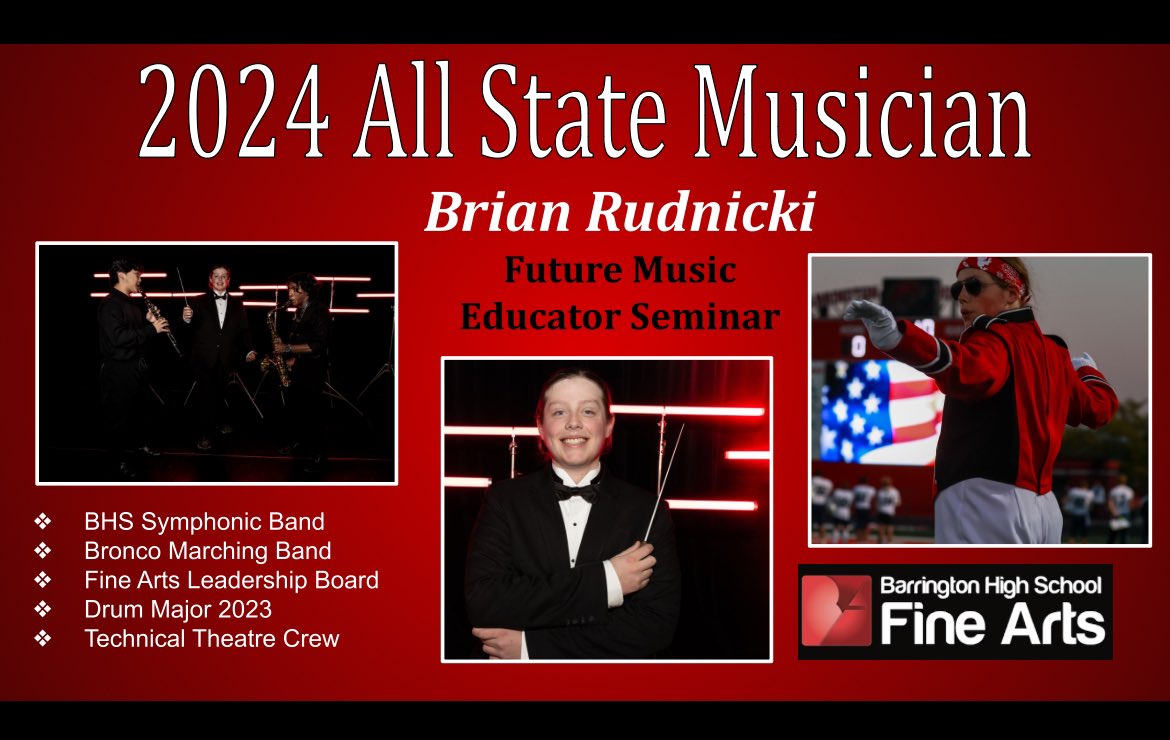 Barrington 220 Fine Arts (@220arts) on Twitter photo Congratulations to Brian on being selected to represent <a href="/BarringtonHS220/">Barrington High School</a> this week at the Future Music Educator Seninar! We are so proud of your hard work and musical accomplishments! Thank you for representing BHS Fine Arts so well! Congratulations to Brian on being selected to represent <a href="/BarringtonHS220/">Barrington High School</a> this week at the Future Music Educator Seninar! We are so proud of your hard work and musical accomplishments! Thank you for representing BHS Fine Arts so well!