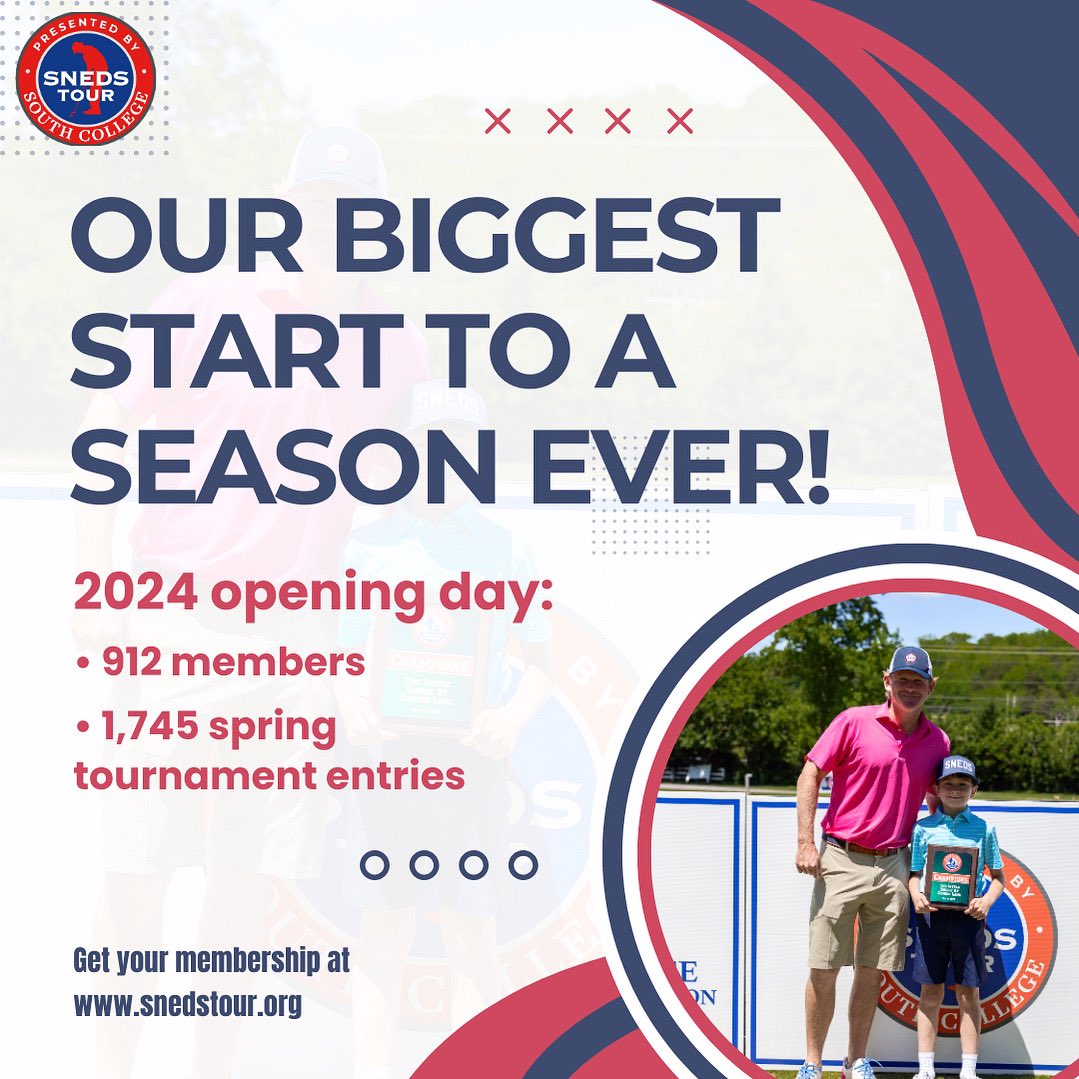 Thanks to you, #SnedsTour24 is off to 🔥🔥🔥 start!

Get your membership for Tennessee’s premier junior golf tour and join us on the course this year. 

snedstour.org