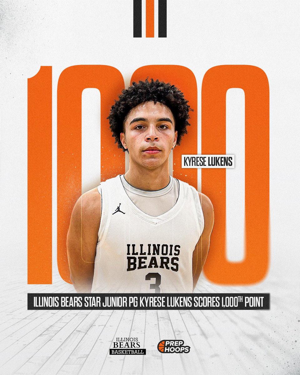 Illinois Bears standout 2025 PG Kyrese Lukens has hit 1,000 career points for his HS program! @kyrese21 More: prephoops.com/player/kyrese-…