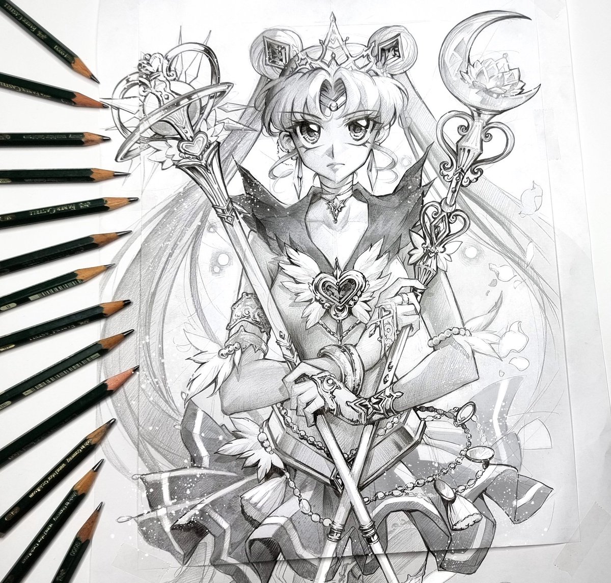 Finally #SailorMoon as a Moon Warrior. I startet with a draft for her 3 moths ago & i was afraid to draw the real #art until now, because i wasn't sure if i can do it right. But now it fehlt good to start.
#sailormooncrystal #naokotakeuchi #manga #anime #drawing #ink #pencilart