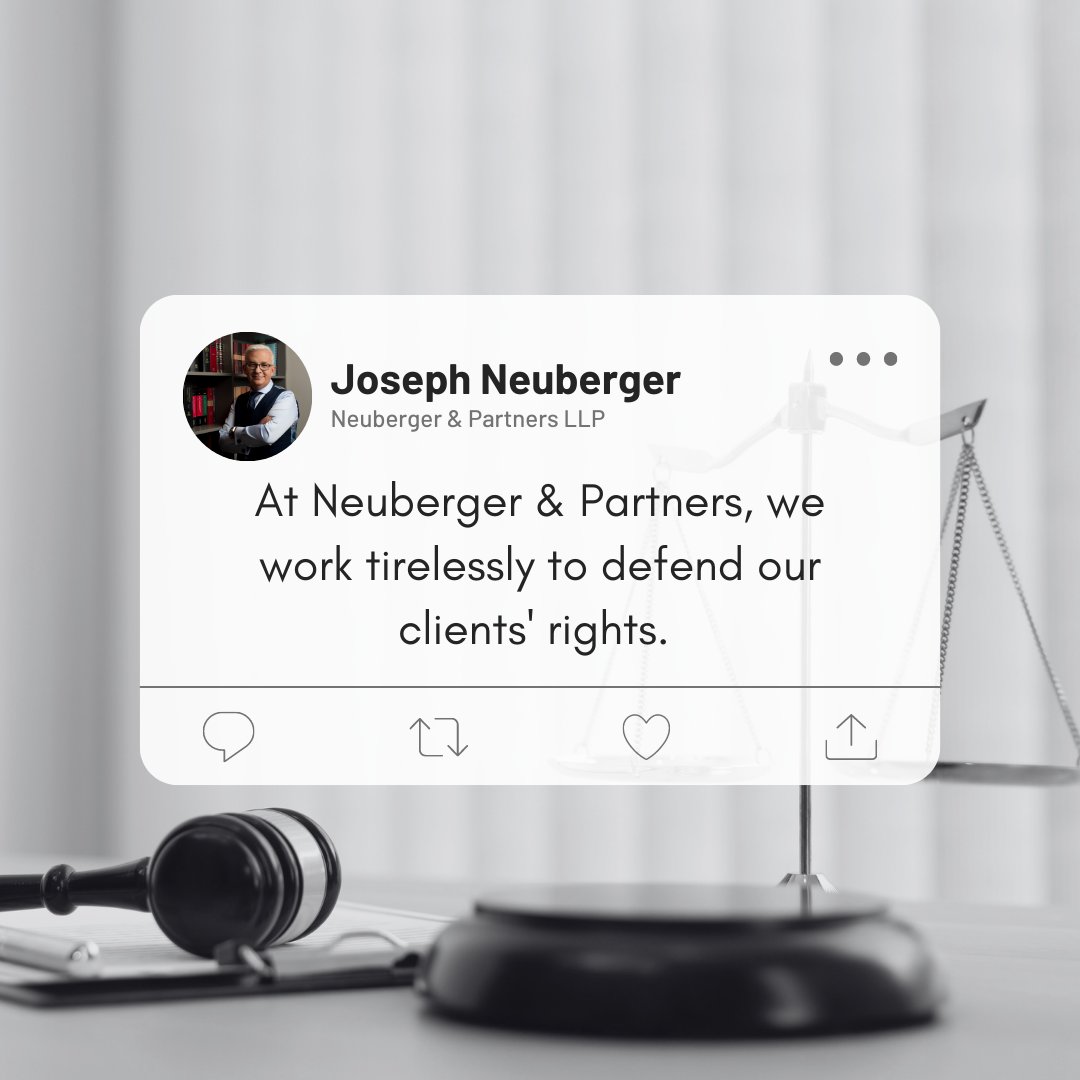 NeubergerLaw's tweet photo. Our experienced and knowledgeable legal team specializes in a variety of cases and works tirelessly to defend our clients' rights.
This is why #NeubergerPartners LLP was voted as Best Lawyers in Criminal Defence. Visit our website at https://t.co/WZhVXtu5Tz. https://t.co/0TyTI7MjQH