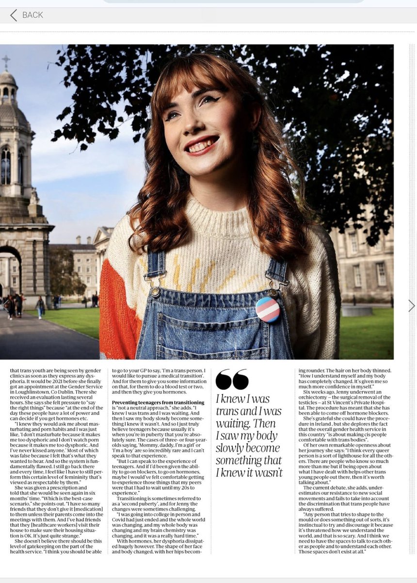 Please read this beautiful and important piece about gorgeous @jennymaguir ‘s experiences coming out as trans and navigating trans health care in Ireland 

Thank you Jenny for speaking for so many 🩵🩷🏳️‍⚧️🩷🩵

#transhealthcare #TransRightsAreHumanRights