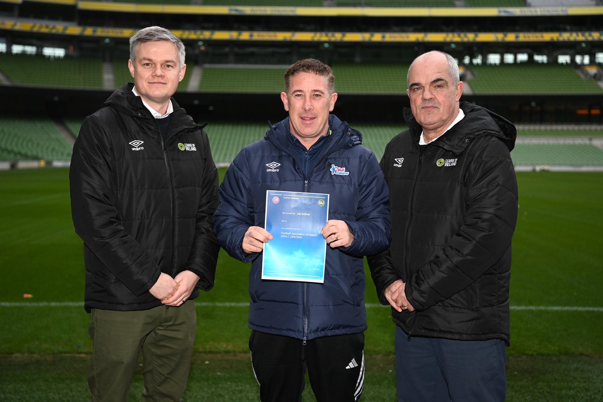 Yesterday some of our coaches attended the @leagueofireland Academy Conference in the Aviva Stadium, there was great insights into some of the different academies across the country.
Well done to coaches Sam Ralph and Joe Sullivan who also received their UEFA C License on the day