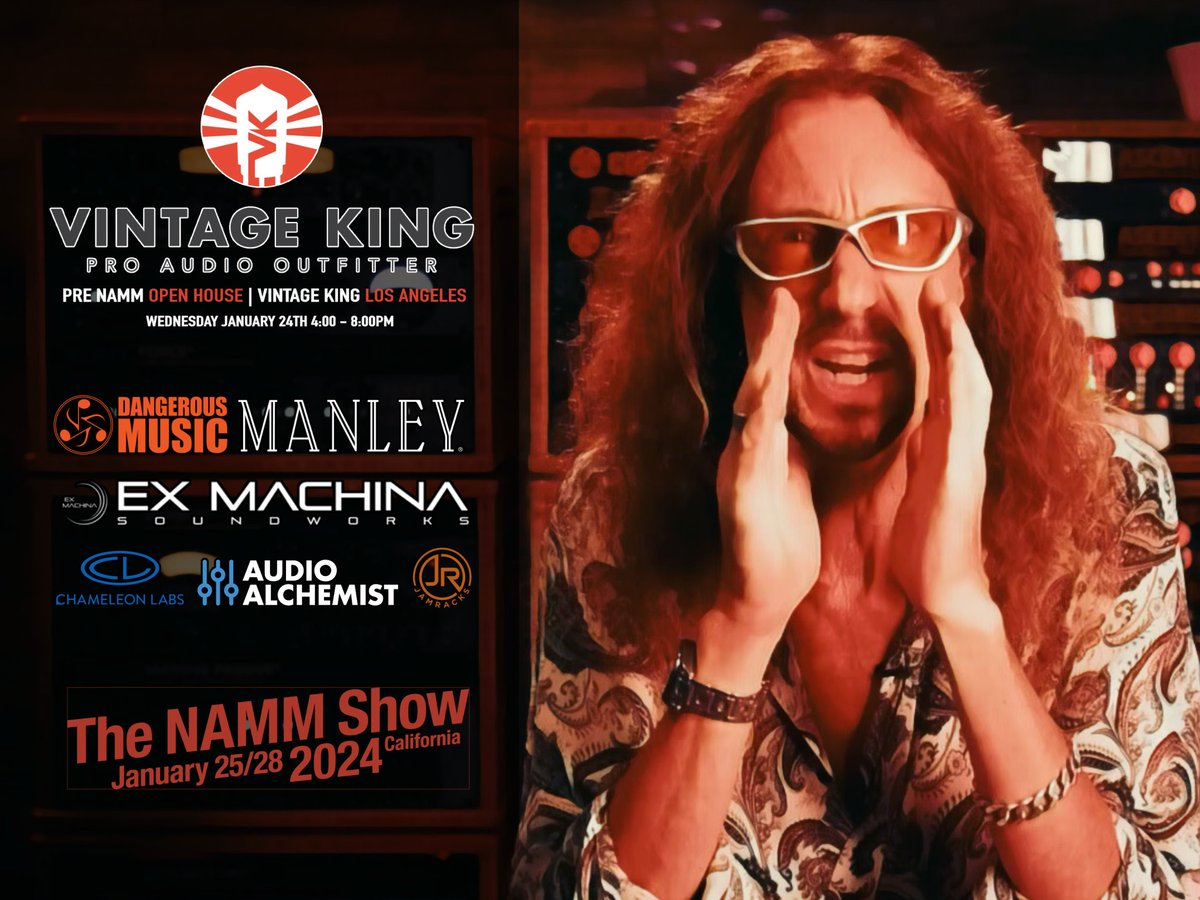 Pre <a href="/NAMMShow/">NAMMShow</a> Open House
Wednesday, January 24th, from 4 to 8 PM 
@VintageKing Burbank, CA showroom.

Your favorite pro audio brands, drinks, food, giveaways, gear demos and new friends.

Space is limited — RSVP TODAY!
🎟️: eventbrite.com/e/2024-pre-nam…
