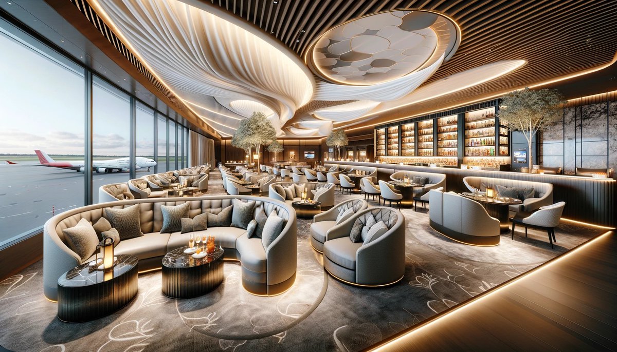 WSFlights's tweet image. Experience luxury before you fly! 🌟 First Class Lounge offers unparalleled comfort with plush seating, gourmet dining, and a premium bar. Relax in tranquility, stay connected with high-speed Wi-Fi, and enjoy stunning runway views. ✈️ #TravelInStyle #FirstClassLounge