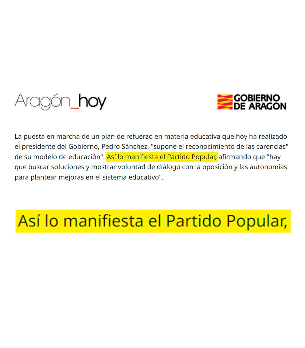 El Gobierno de <a href="/Jorge_Azcon/">Jorge Azcón</a> vuelve a utilizar las instituciones para sus fines partidistas

Utilizan la web del <a href="/GobAragon/">Gobierno de Aragón</a> para publicar notas del <a href="/pparagon/">PP de Aragón</a> y hacer oposición al PSOE

Es LAMENTABLE y no es la primera vez. Con ellos ha dejado de existir el respeto institucional❌