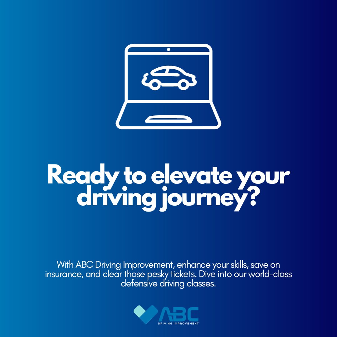 🚗 Steering you towards excellence! Dive into our world-class defensive driving classes with ABC Driving Improvement, and watch those tickets disappear while saving on insurance. 🎓💰 #DriveSmarter #ClearYourRecord #ABCDrivingMastery
