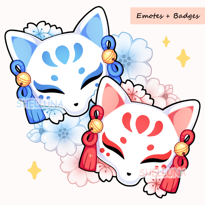 Shelluna_'s tweet image. Kitsune masks #emotes / #badges/ #channelpoints for #twitch , #Discord , #YouTube  etc. Can even be used as a deco, profile picture, etc. They are available in my shop (link in bio)!

#kitsune #masks  #shelluna #streamer
