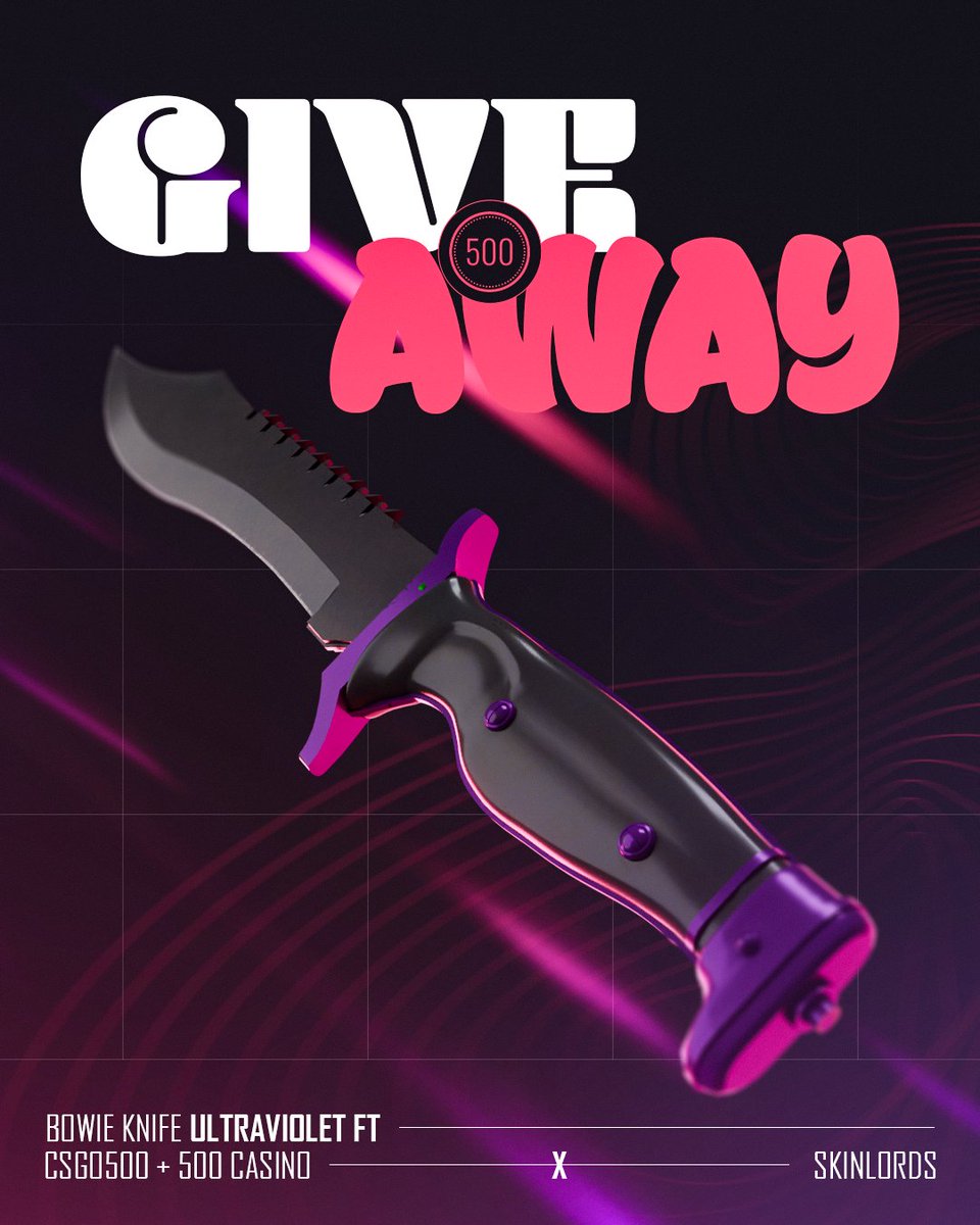 Bowie Knife Ultraviolet 🎁 CS2 Knife Giveaway!

✅ To enter:
- Follow <a href="/CSGO500/">CSGO500</a>, <a href="/500Casino/">500 Casino</a> and us
- Repost and Tag a friend

Ends in four days! Best of luck!