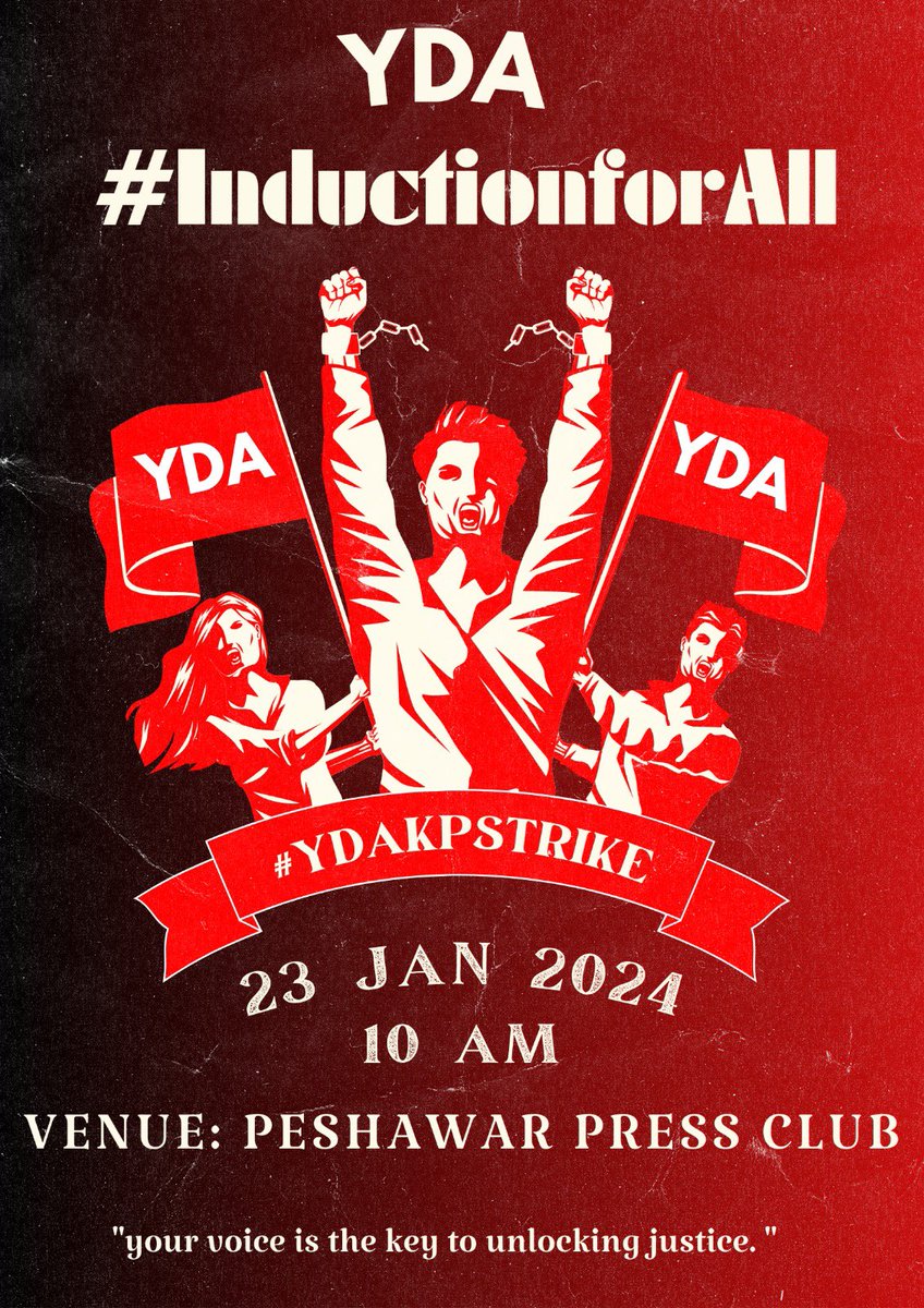 DrAdnankhanYDA's tweet image. Lets join hands against the incompetent govt and PGMI which have decided to ruin the future of hundred of doctors.
Tuesday 23rd Jan at 9 am peshawar press club

#YDAKPstrike 
#YdarejectFcpsSlotsdecrease 
#InductionforAll 
@SamarHBilour 
@HaiderHotiANP 
@SaleemKhanSafi