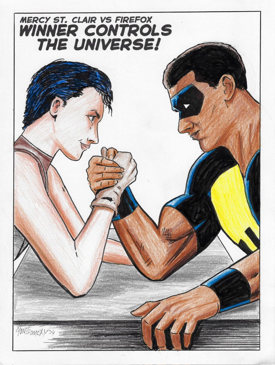 Warren Montgomery and Brian Mulvey are wonderful friends who conspired to give us this amazing crossover commission of Mercy St Clair from #Trekker by <a href="/Ron_Randall/">Ron Randall</a> with Warren's awesome original character #Firefox! So much fun! Thank you both for your friendship! 🔥 🚀
