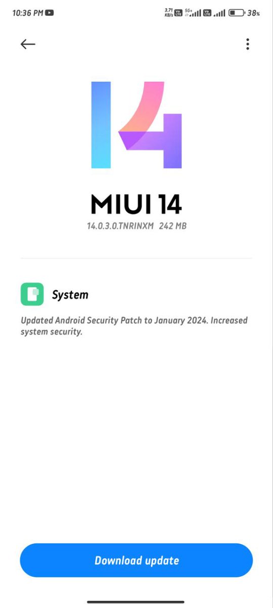 #PocoX6 New update rolling out with Jan 2024 Security Patch 
@Himanshu_POCO
@IndiaPOCO 
#POCOX6Pro #PocoX6
#PocoX6series 
#TheUltimatePredator