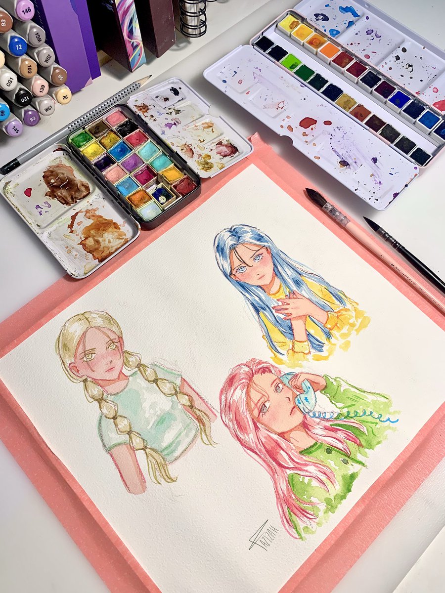 0judal's tweet image. 🩵 #watercolorpainting #paulrubensart