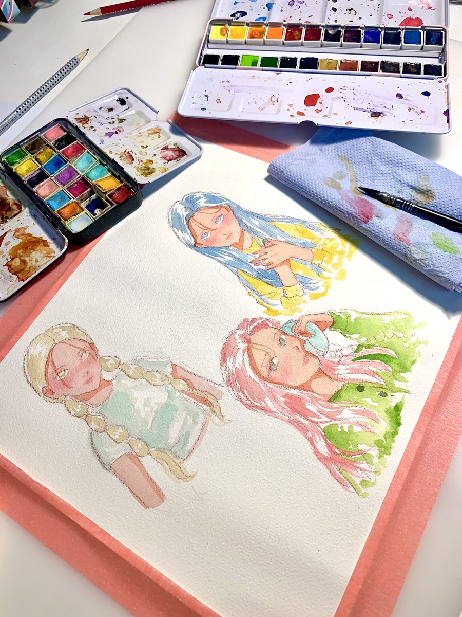 0judal's tweet image. 🩵 #watercolorpainting #paulrubensart