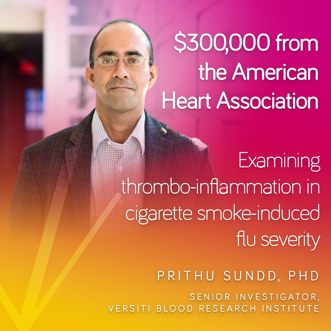 Versiti (@versiti) on Twitter photo @BloodResearchWI’s <a href="/PrithuSundd/">Prithu Sundd</a> was recently awarded $300k from <a href="/American_Heart/">American Heart Association</a> to study thrombo-inflammation in cigarette smoke-induced flu severity. Research recently published in <a href="/JCI_insight/">JCI insight</a>: bit.ly/3U5AdZS #VersitiResearch @BloodResearchWI’s <a href="/PrithuSundd/">Prithu Sundd</a> was recently awarded $300k from <a href="/American_Heart/">American Heart Association</a> to study thrombo-inflammation in cigarette smoke-induced flu severity. Research recently published in <a href="/JCI_insight/">JCI insight</a>: bit.ly/3U5AdZS #VersitiResearch