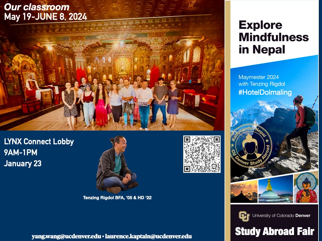 LKaptain's tweet photo. CU Denver's only interdisciplinary Study Abroad--in Kathmandu, Nepal. Come visit us at the Study Abroad Fair, Tue Jan 23 9am-1pm in LYNX Connect. #kathmandu #nepal #spirituality #kathmandunepal #buddha #audaciousmoves #rigdolart @hotel.dolmaling #buddhism #hinduism #mindfulness #meditation #inspiration #focus #architecture #planning #business #entreprenuership #design #music #art #creativity #orangeyang #LKaptain @PalngeMonastery