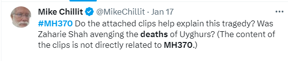 Who in their right mind would link an annonymous crash near Australia - with the Uyghurs?

Or are all these totally insane #MH370 theories just about twitter traffic?