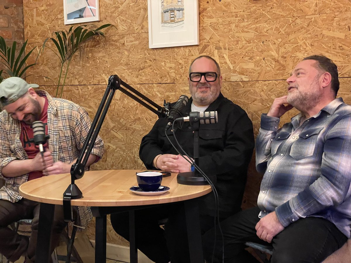 Mad afternoon with <a href="/rfipod/">Room For Improvement Pod</a> <a href="/dannymccomedy/">Danny Mcloughlin</a> <a href="/justinmoorhouse/">Justin Moorhouse</a> 
Lovely to meet @Barcajim3 too