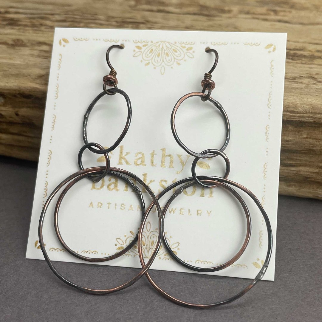 Long Copper Hoop Earrings bit.ly/427qvIH #copperearrings #hoopearrings #handmadejewelry #madeintexas #texasmaker #hoops #jewelry
